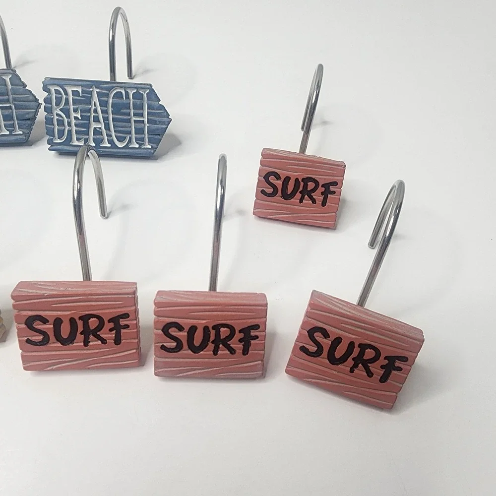 Kathy Middlebrook Beach Sun Surf Seaside Shower Curtain Hooks Set Of 10 (2 Miss)